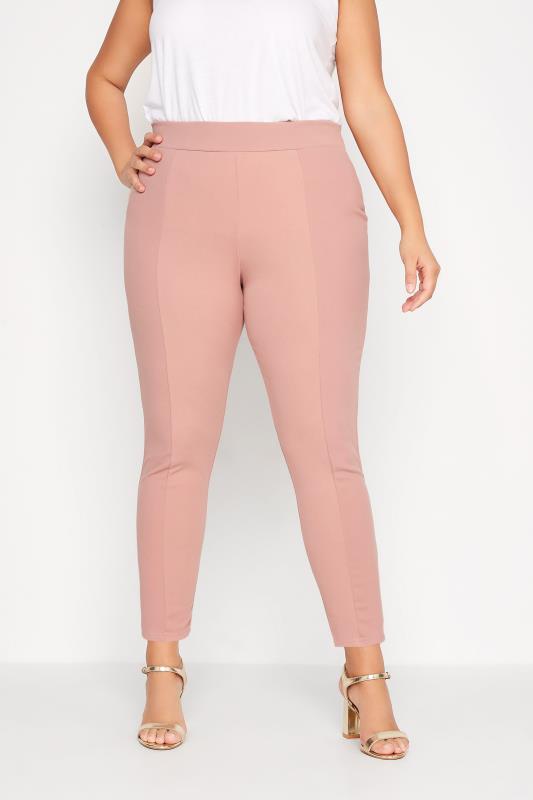 Plus Size Blush Pink Tapered Trousers | Yours Clothing 1