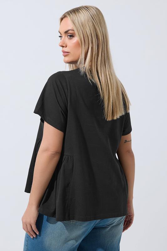 LIMITED COLLECTION Plus Size Black Peplum Side Detail T-Shirt | Yours Clothing 2