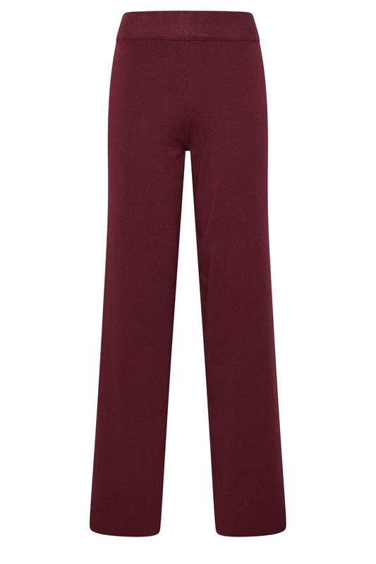 LTS Tall Women's Burgundy Red Wide Leg Knitted Trousers | Long Tall Sally 5