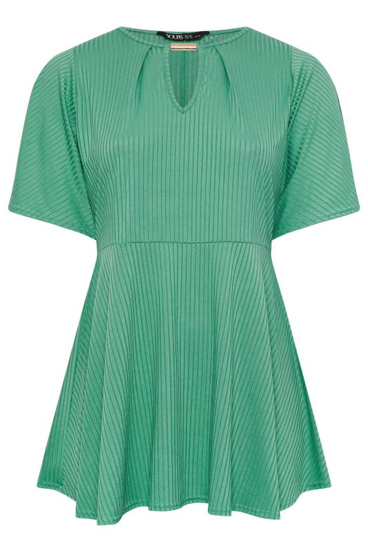 YOURS Plus Size Green Metal Trim Peplum Top | Yours Clothing 5