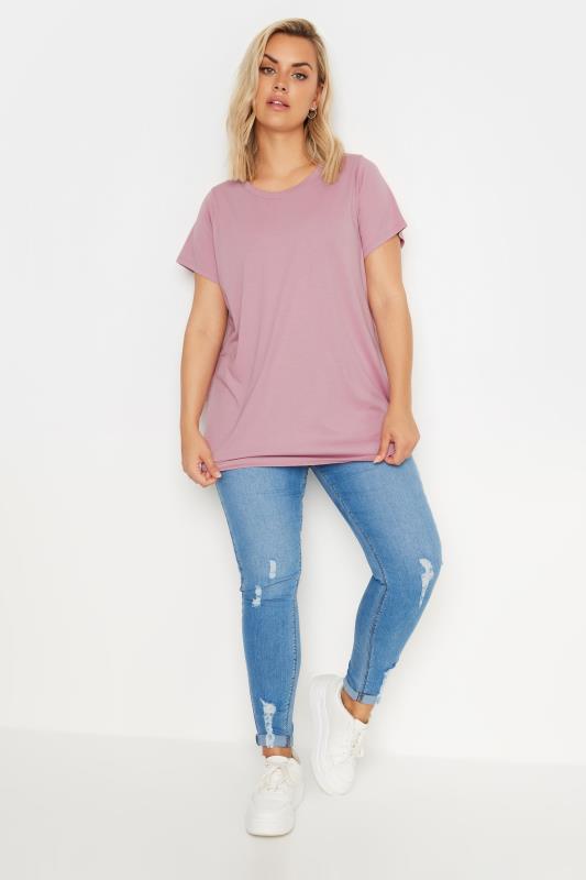 YOURS 3 PACK Plus Size Pink & Grey Core T-Shirts | Yours Clothing 2
