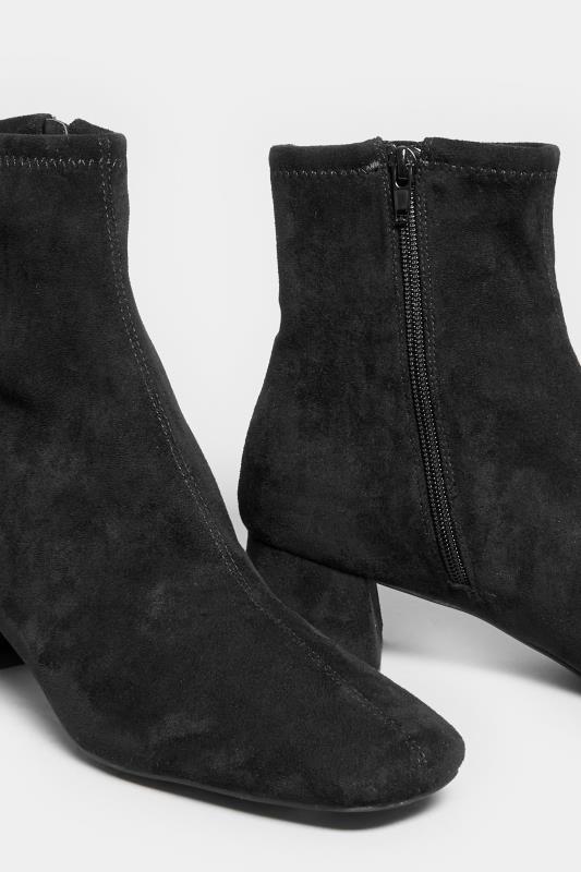 LTS Black Suede Block Heel Boots In Standard D Fit 4