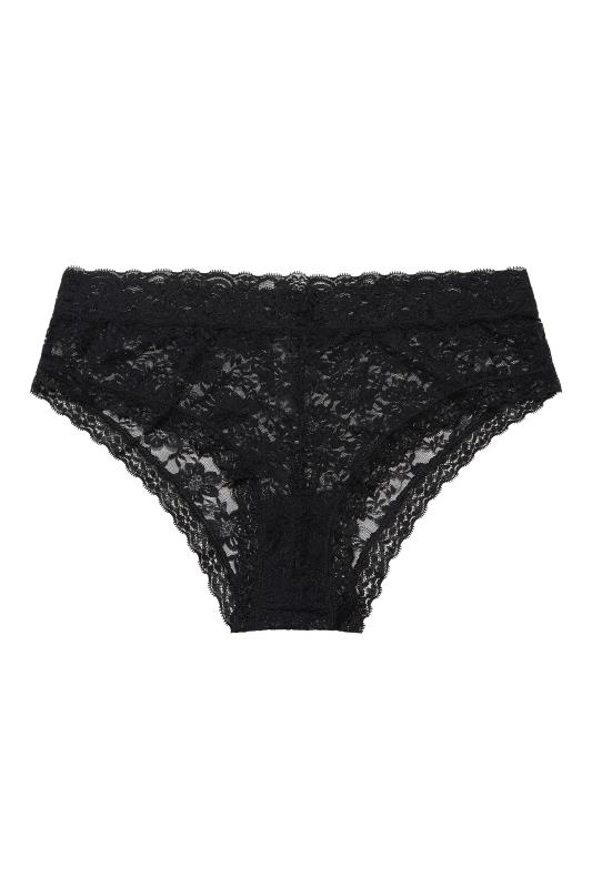 Plus Size 3 PACK Black Lace Low Rise Brazillian Knickers | Yours Clothing  5