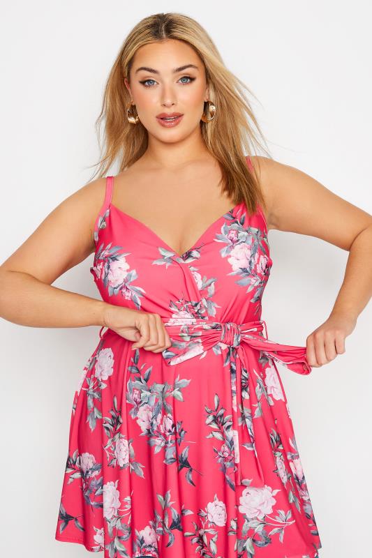 YOURS LONDON Curve Pink Floral Cami Wrap Top 4