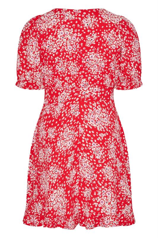 YOURS LONDON Plus Size Red Floral Tea Dress | Yours Clothing 7