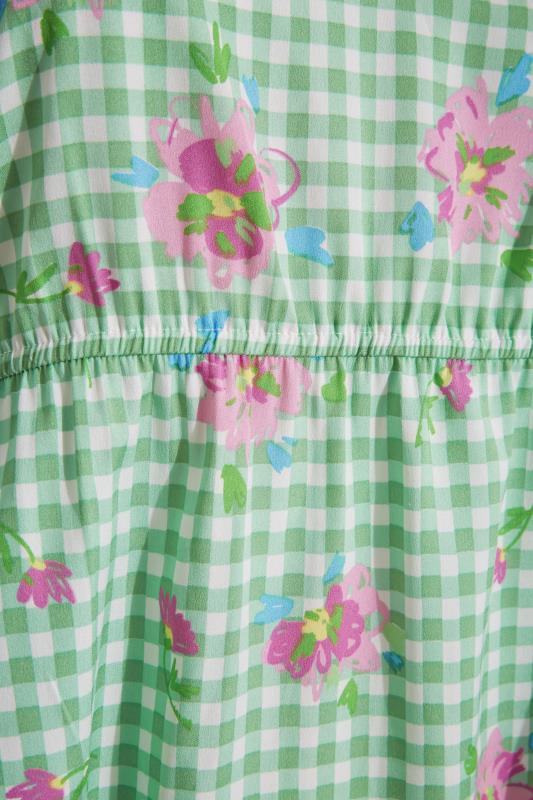 LIMITED COLLECTION Curve Green Gingham Floral Puff Sleeve Peplum Top_S.jpg