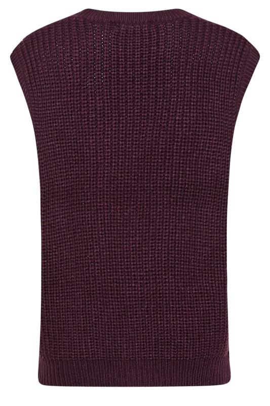 Petite Dark Purple Chunky Patterned Knit Vest Top | PixieGirl 7