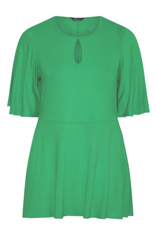 LIMITED COLLECTION Curve Green Keyhole Peplum Top_X.jpg