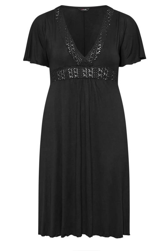 Plus Size Black Crochet Detail Dress | Yours Clothing  6