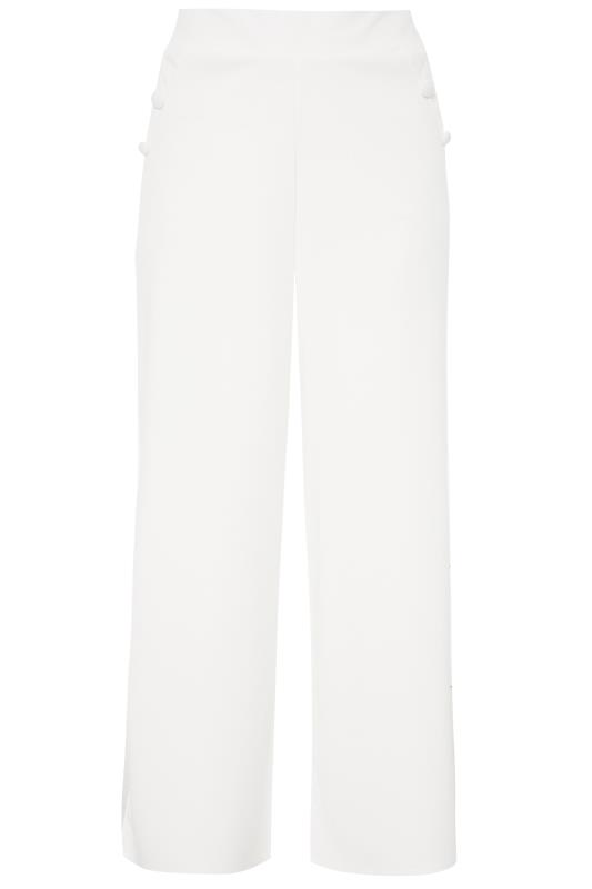 YOURS LONDON White Button Scuba Crepe Wide Leg Trousers | Yours Clothing 4