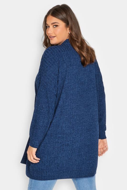 YOURS Plus Size Blue Ribbed Soft Touch Cardigan | Yours Clothing 3