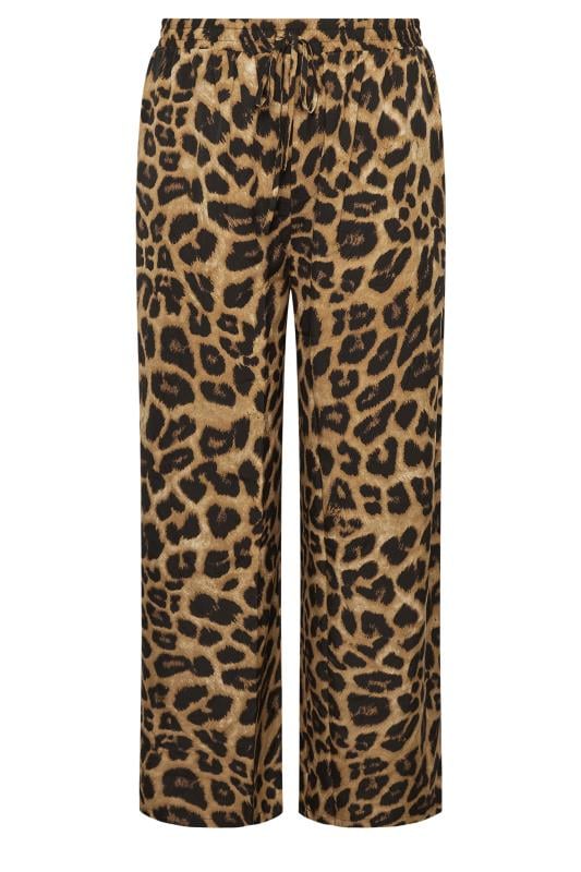 YOURS Plus Size Brown Leopard Print Wide Leg Trousers | Yours Clothing  7