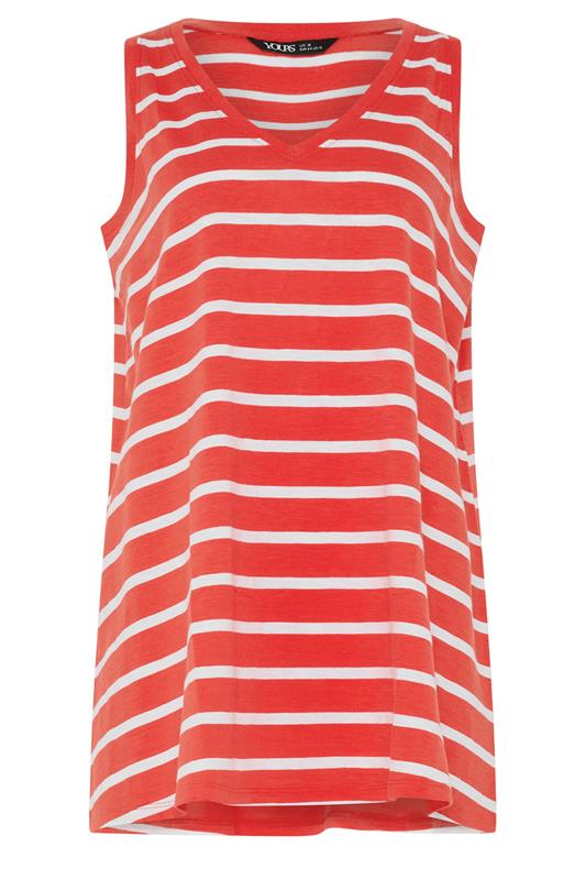 YOURS Plus Size Orange Stripe Vest Top | Yours Clothing 5
