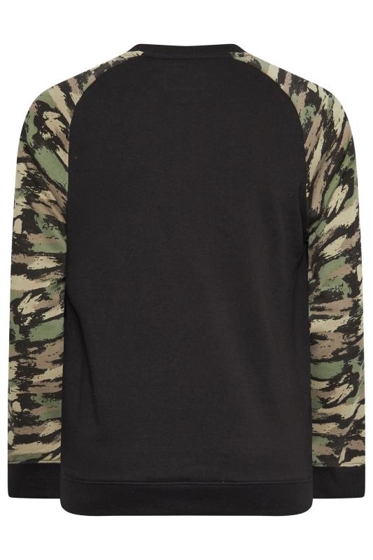 BadRhino Big & Tall Black & Green Camo Sleeve Raglan Sweatshirt | BadRhino 4