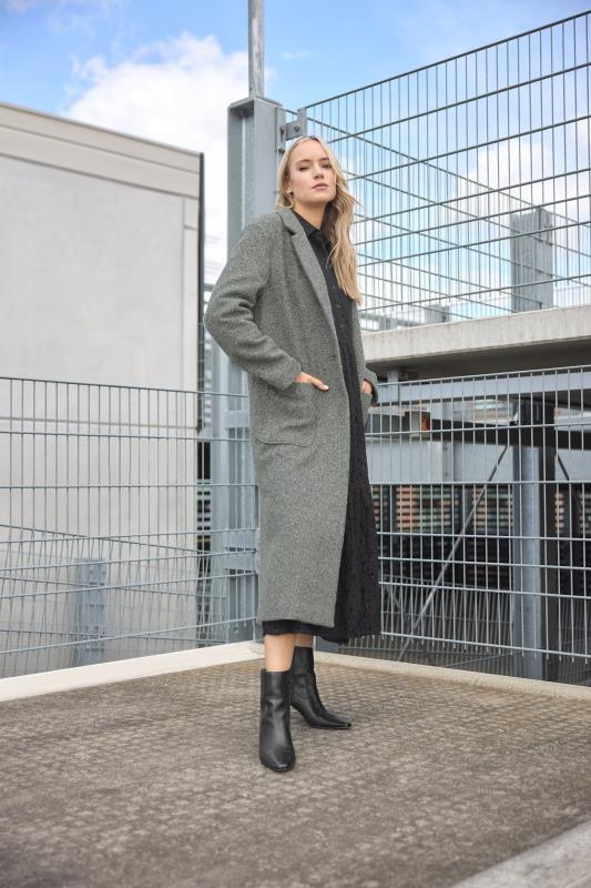 LTS Tall Charcoal Grey Longline Cardigan Coat | Long Tall Sally 1