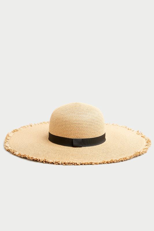 Plus Size  Brown Frayed Edge Straw Hat