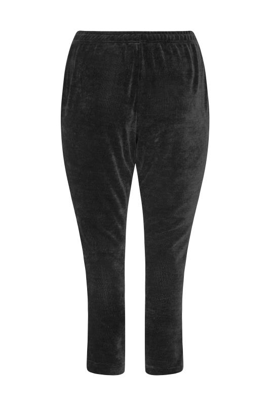 Plus Size Black Chenille Lounge Joggers | Yours Clothing 4