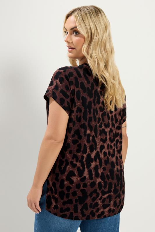 YOURS Plus Size Brown Leopard T-Shirt | Yours Clothing 4