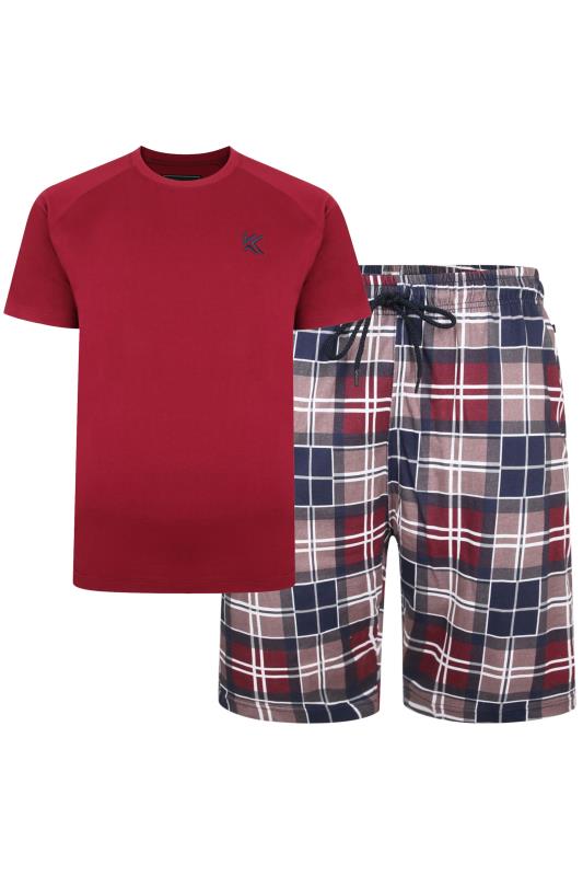 KAM Big & Tall Red Check T-Shirt & Shorts Set 4