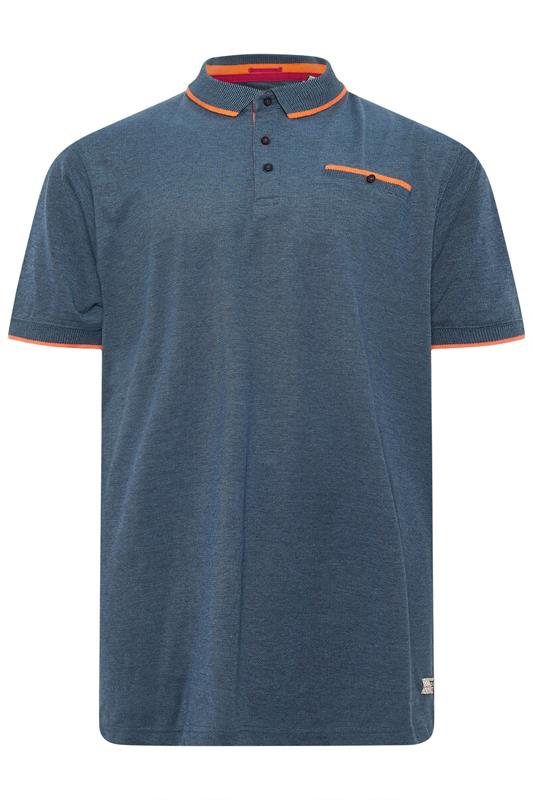 D555 Big & Tall Teal Blue Jacquard Polo Shirt | BadRhino 2