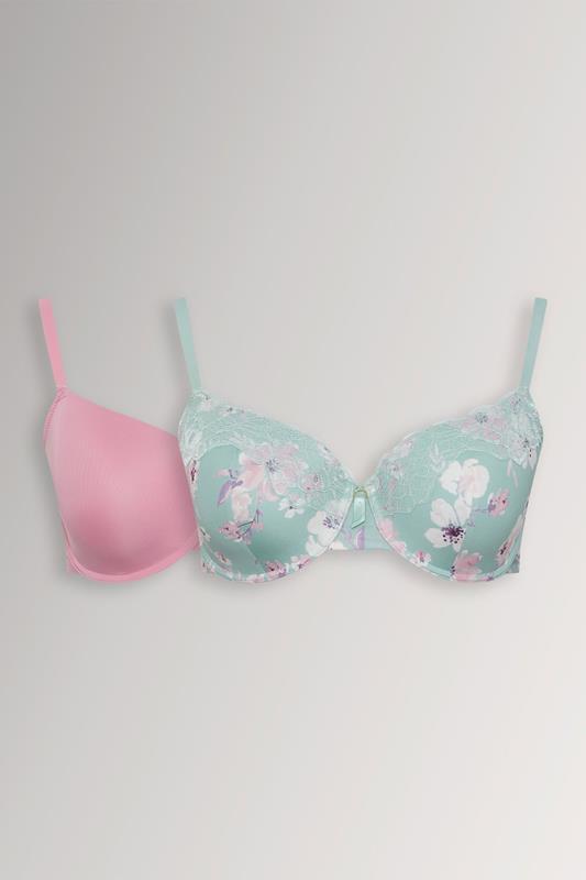  YOURSET 2 PACK Curve Green Floral Print T-Shirt Bras