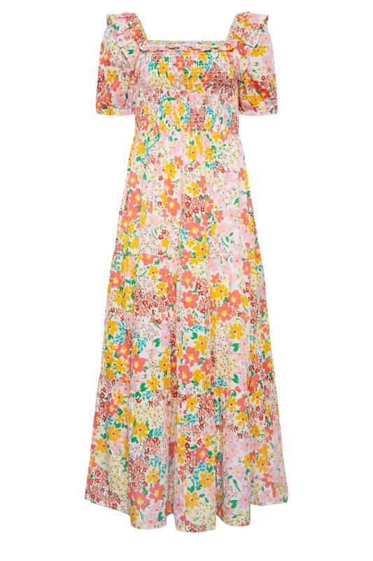 LTS Tall Women's Yellow Ditsy Floral Shirred Midaxi Dress | Long Tall Sally 6