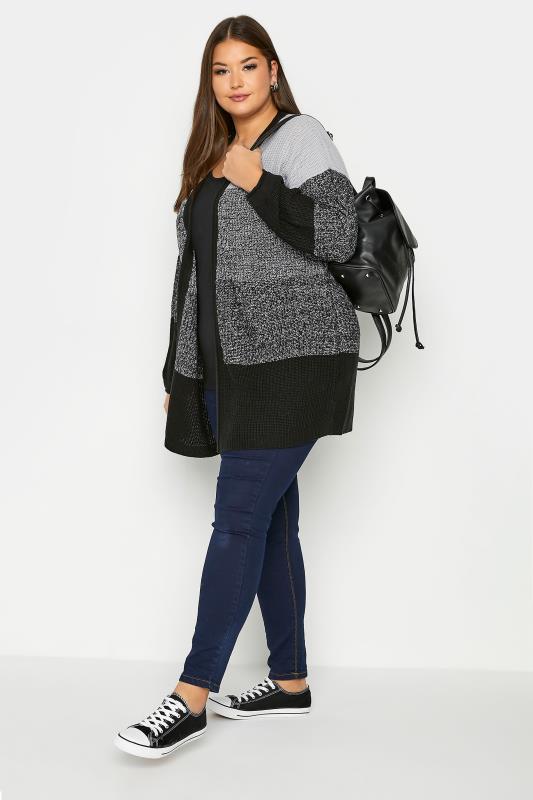 Curve Grey Colour Block Knitted Cardigan 2