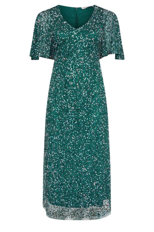 LUXE Plus Size Green Embellished V-Neck Maxi Dress | Yours Clothing 5