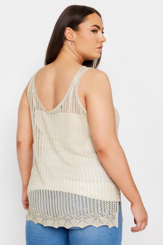 YOURS Plus Size Gold Metallic Crochet Vest Top | Yours Clothing 4