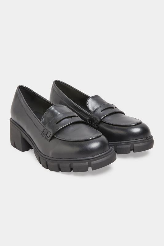  Grande Taille Black Chunky Loafers In Extra Wide EEE Fit
