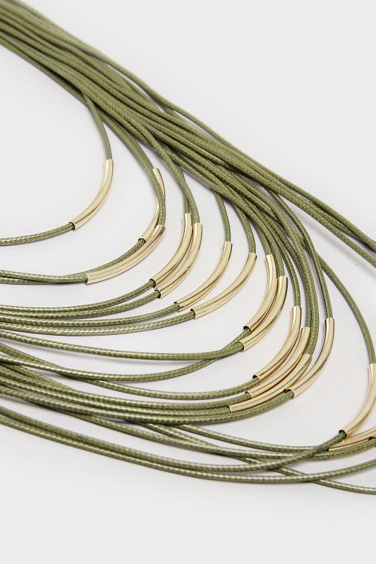 Green Multi Strand Cord Long Necklace | Yours Clothing 3