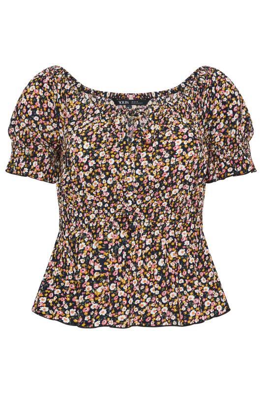 YOURS PETITE Plus Size Navy Blue Floral Bardot Top | Yours Clothing 6