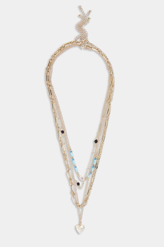 4 PACK Gold & Blue Eye Pendant Necklace Set | Yours Clothing 2
