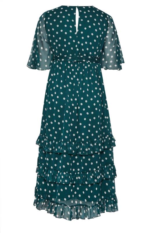 YOURS LONDON Plus Size Green Polka Dot Ruffle Maxi Dress | Yours Clothing 7