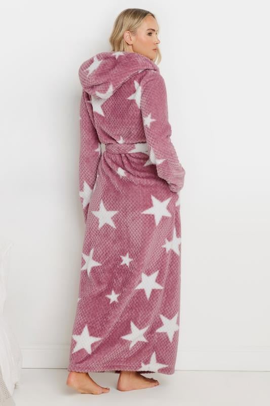 LTS Tall Pink Star Print Waffle Maxi Dressing Gown | Long Tall Sally 3