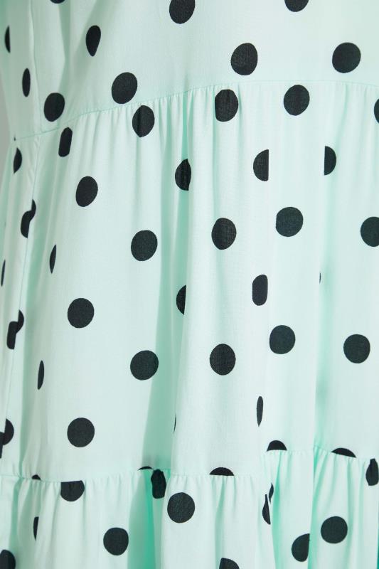 Petite Mint Green Spot Print Tiered Tunic Dress 5