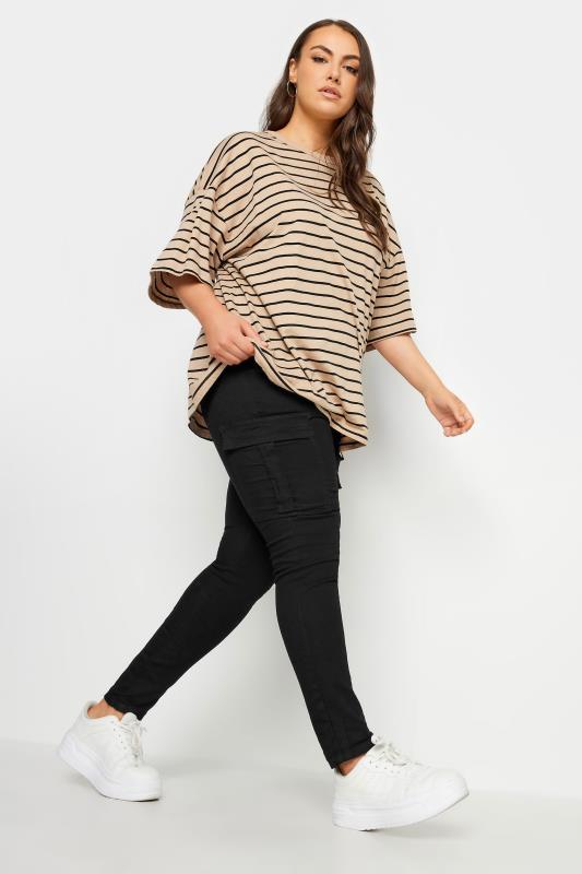 YOURS Plus Size Black Cargo GRACE Jeggings | Yours Clothing 3