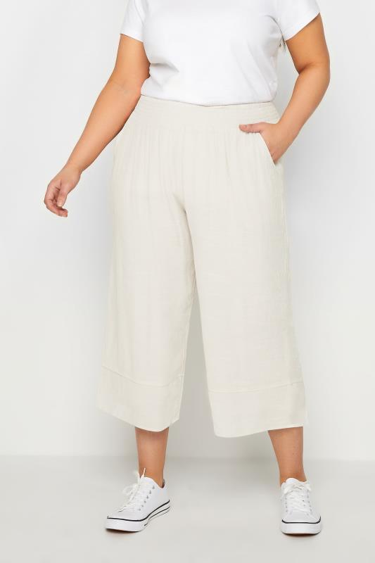  Grande Taille Evans Cream Cropped Wide Leg Trouser