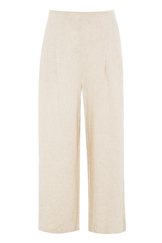 LTS Tall Cream Linen Mix Shirred Waist Cropped Trousers 6