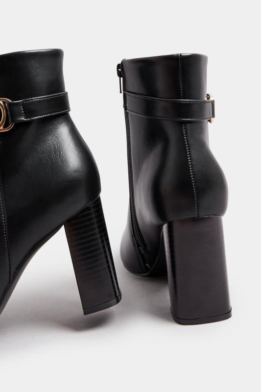 Black Faux Leather Buckle Detail Ankle Boots In Extra Wide EEE Fit | Yours Clothing  4