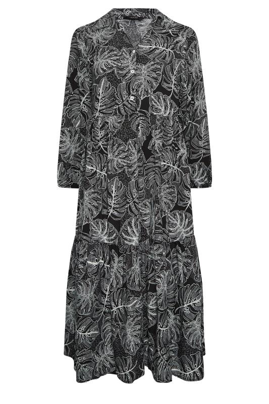 YOURS Plus Size Black Leaf Print Shirt Dress | Yours Clothing 6