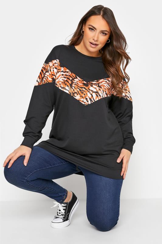 Curve Black Animal Print Sweatshirt 1