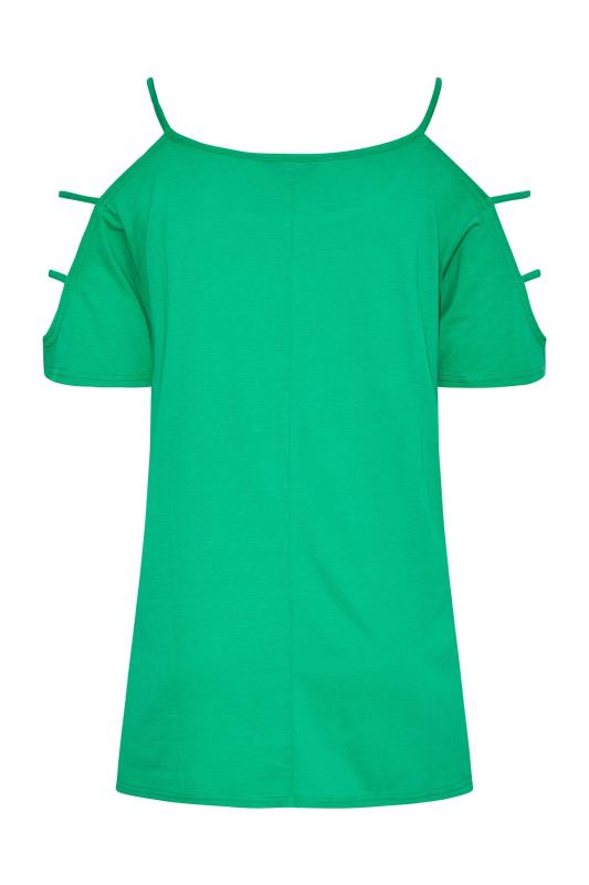 Plus Size Green Strappy Cold Shoulder Top | Yours Clothing 7