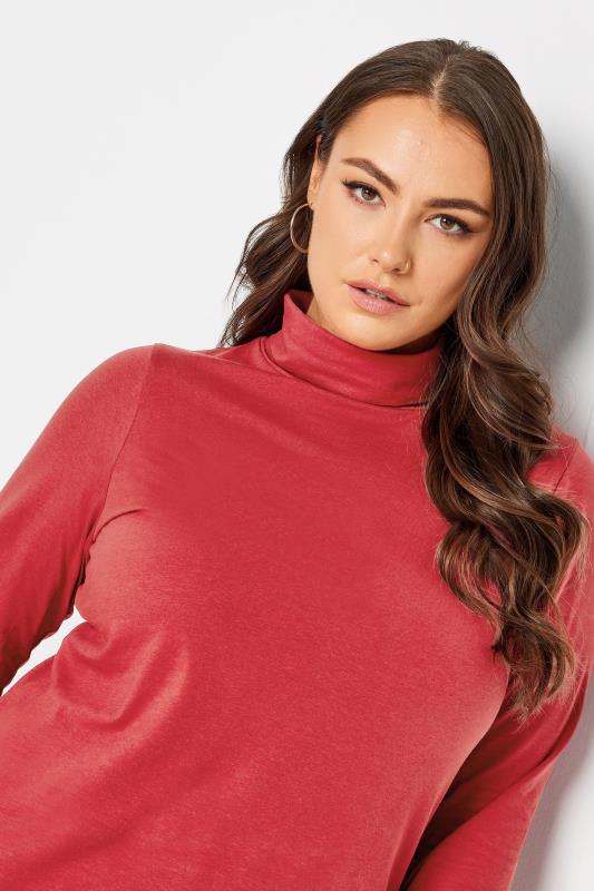 YOURS Plus Size Red Long Sleeve Turtle Neck Top | Yours Clothing 5
