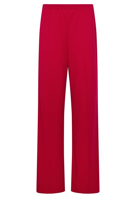 LTS Tall Women's Bright Red Textured Pleated Wide Leg Trousers | Long Tall Sally 5