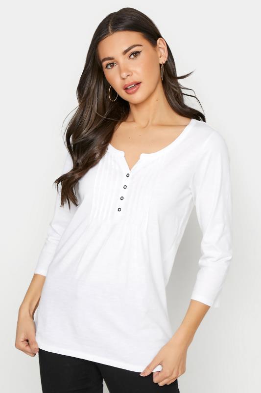 Tall Women's LTS MADE FOR GOOD White Henley Top | Long Tall Sally 1