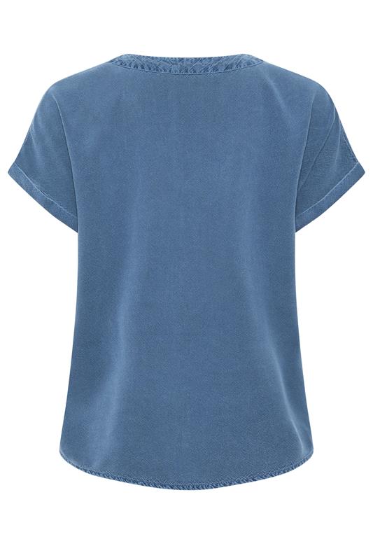 M&Co Denim Blue Button Front Blouse | M&Co 6