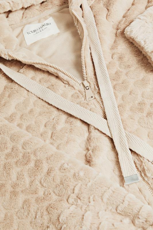 YOURS LUXURY Plus Size Beige Brown Heart Faux Fur Jacket  | Yours Clothing 11