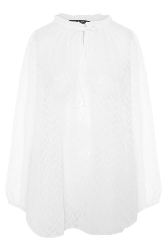 Plus Size White Tie Neck Chiffon Blouse 