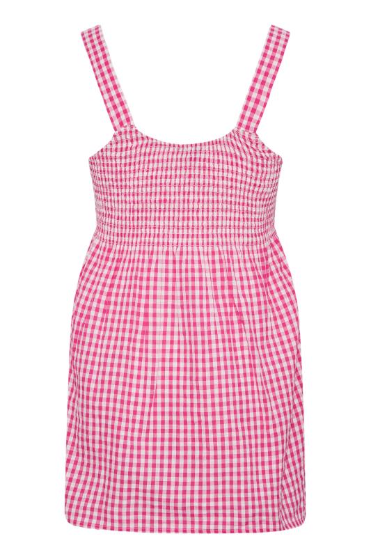 Plus Size Pink Gingham Shirred Vest Top | Yours Clothing  6